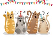 Verjaardagskaart - Katten zingen jarige toe 2