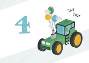 Verjaardagskaart kind jongen tractor ballonnen 2