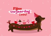 Verjaardagskaart Lang zal je leven met Teckel hond.  2