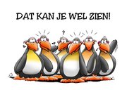 Verjaardagskaart met 6 pinguïns die de jarige feliciteren 2