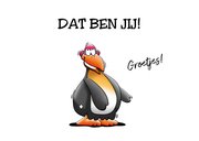 Verjaardagskaart met 6 pinguïns die de jarige feliciteren 3