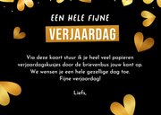 Verjaardagskaart met foto's kus brievenbus gouden hartjes 3