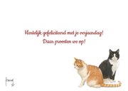 Verjaardagskaart met katten in herfstsfeer 3