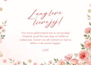Verjaardagskaart met roze bloemen lang leve lieve jij! 3