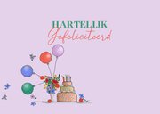 Verjaardagskaart retro scooter met vlaggetjes 3