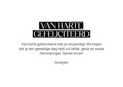 Verjaardagskaart van harte gefeliciteerd hartje zwartwit 3