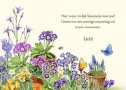 Verjaardagskaart voorjaarsbloemen in de tuin 3