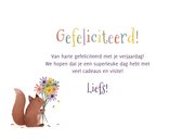 Verjaardagskaartje kind met eekhoorn bloemen en foto 3