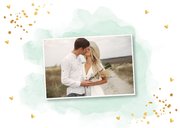 Verlovingskaart waterverf mintgroen met goudlook 2
