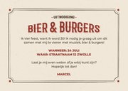 Vintagestijl uitnodiging bier & burgers beige  3