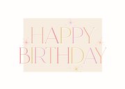 Vrolijk verjaardagskaartje met gekleurde happy birthday 2
