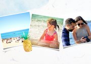 Vrolijke fotocollagekaart zomervakantie met 3 foto's en ijs 2