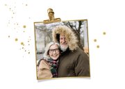 Vrolijke kerstkaart fotokaart giraf kerstboom sterren goud 2