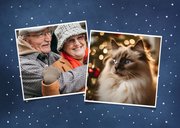 Vrolijke kerstkaart met 2 kerstkabouters en sneeuwvlokken 2
