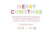 Vrolijke kerstkaart met regenboog typografie holly jolly  3