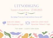 Vrolijke lentefeest uitnodiging met pastel bloemen 3