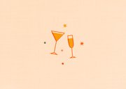 Vrolijke nieuwjaarskaart 2026 met champagne en sterren Achterkant