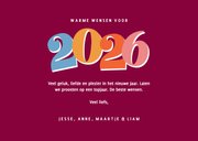 Vrolijke paarse nieuwjaarskaart met gekleurd jaartal 3