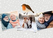 Vrolijke winterse kerstkaart met eigen foto's en roodborstje 2