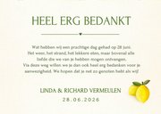 Vrolijke zomerse bedankkaart met citroenen - trouwen  3