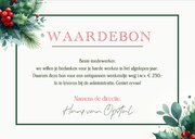 Waardebon in kerstsfeer met hulst besjes en takjes 3