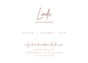 Warmroze geboortekaart met getekend hertje en eekhoorntje 3