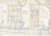 Wenskaart kinderen bij de snoepwinkel 2