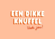 Wenskaartje een dikke knuffel in oranje met stippen 2