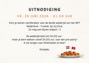 Wk uitnodiging kaart met bitterballen - Nederland Tunesië  3
