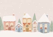 Zakelijke kerstkaart met illustratie van kersthuisjes  2