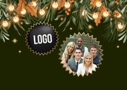 Zakelijke kerstkaart nieuwjaar kerstlampjes groen oranje 2