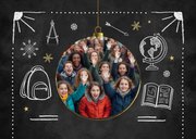 Zakelijke kerstkaart onderwijs krijtbord doodle leerlingen 2