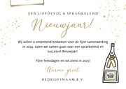 Zakelijke nieuwjaarskaart stijlvol foto goud ster champagne 3