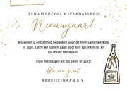 Zakelijke nieuwjaarskaart stijlvol foto goud ster champagne 3