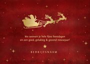 Zakelijke rode kerstkaart met gouden silhouet van arrenslee 3