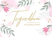 Zakelijke tegoedbon roze bloemen takjes hartjes waterverf 2