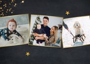 Zwarte fotokaart voor kerst met 3 eigen foto's en goud 2