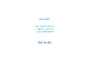 Zwemdiploma kaartje blauwe letters met bellen 3