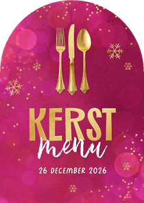 Boog menukaart sprankelend voor kerstdiner sneeuwsterren