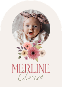 Boogkaart geboortekaartje meisje bloemen stijlvol lente foto