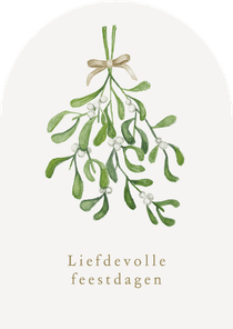 Christelijke kerstkaart maretak mistletoe liefde