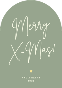 Eenvoudig minimalistisch kerstkaartje Merry X-mas boogvorm