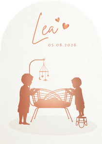 Geboortekaartje boog vorm met silhouet 2 broers en baby