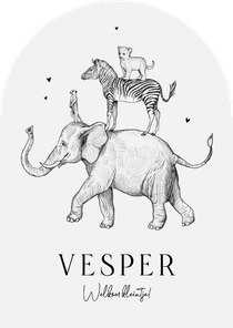 Geboortekaartje boogkaart stijlvol jungle dieren leeuw