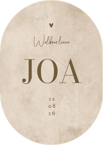 Geboortekaartje ovaal beige betonlook stijlvol unisex