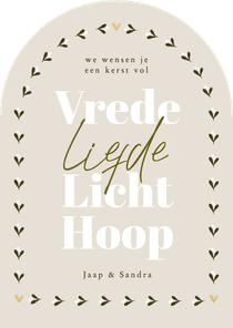 Hippe kerstkaart boog botanisch kerst vol vrede liefde hoop