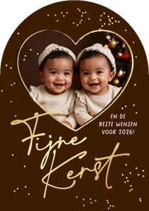 Kerstkaart boogkaart foto hartje sterretjes confetti kerst