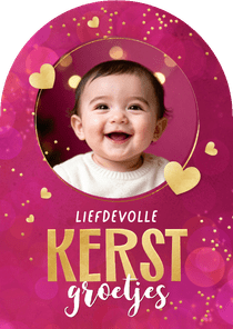 Kerstkaart boogvorm sprankelend liefdevolle kerst foto