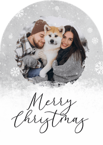 Kerstkaart winter sneeuwvlokken ijs foto boogkaart grijs