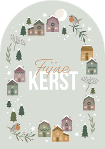 Kerstkaartje kerstdorp 'Fijne kerst'